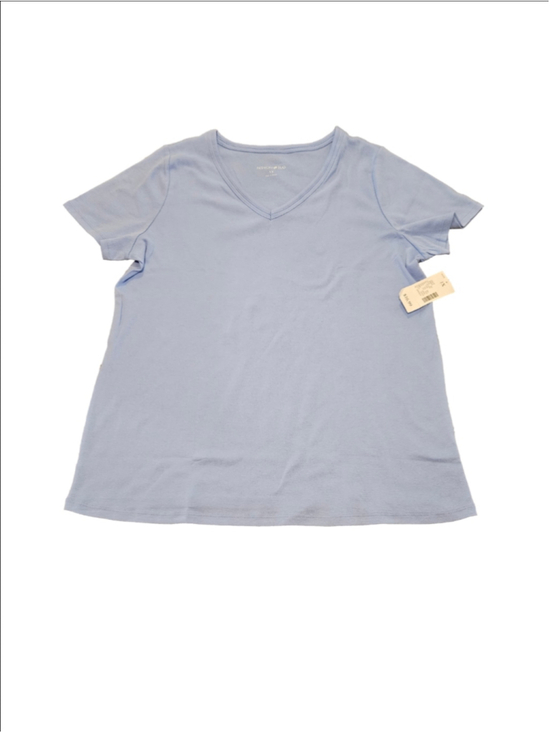 Fashion Bug Tops - Women's Fashion Bug NWT Vintage V-Neck Short Sleeve Tee, Blue, Size 1X
